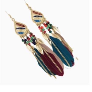 Boho feather dangle earrings
